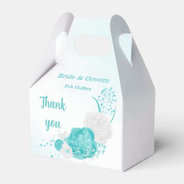 Ballotins mariage romantique aux fleurs turquoise (Verso)