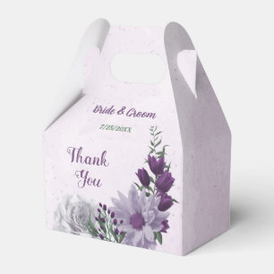 Ballotins Mariage romantique fleurs blanches violettes verdu