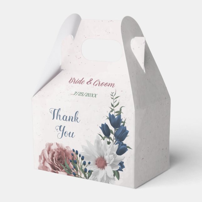Ballotins Mariage romantique fleurs verdure rose blanc marin (Verso)