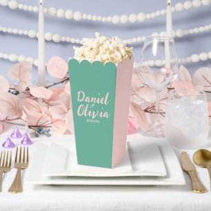 Ballotins Mariage rose et vert ondulé