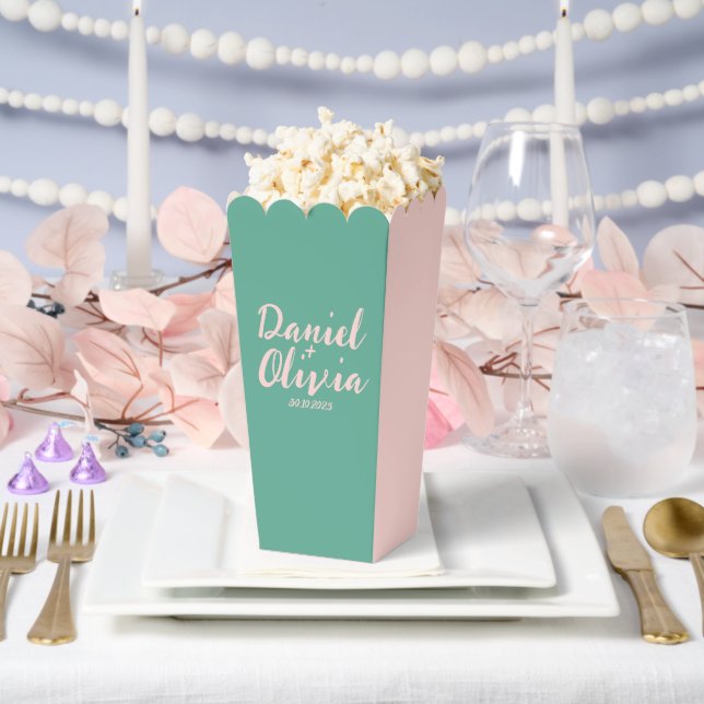 Ballotins Mariage rose et vert ondulé (Mariage)