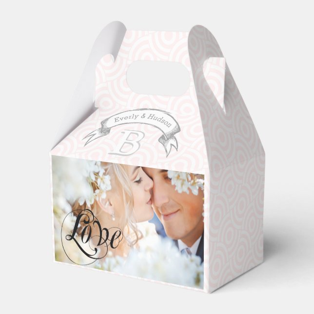 Ballotins Mariage rose Favor Box Vos Photos Monogrammes Noms (Arrière)
