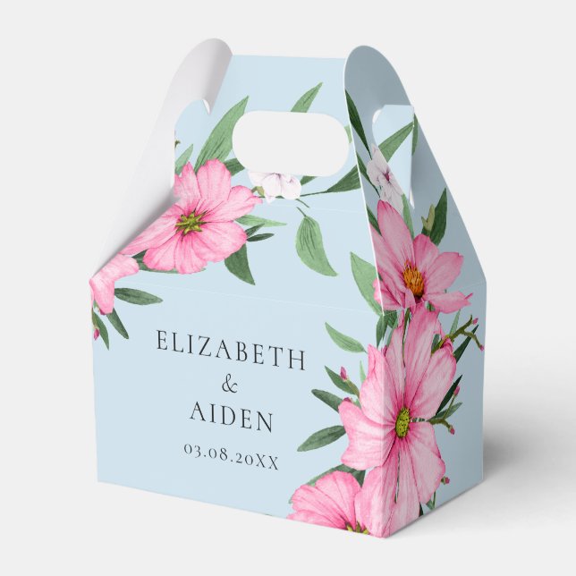 Ballotins Mariage rose Floral bleu (Verso)