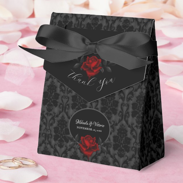 Ballotins Mariage Rose noire damas gothique (Mariage)