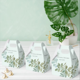 Ballotins Mariage rustique aquarelle Eucalyptus vert tendre