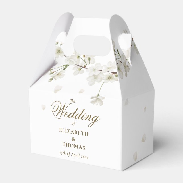 Ballotins Mariage Script Floral Blanc Blossom Or (Verso)