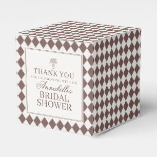 Ballotins Mariage Shower à carreaux Harlequin Brun Mocha