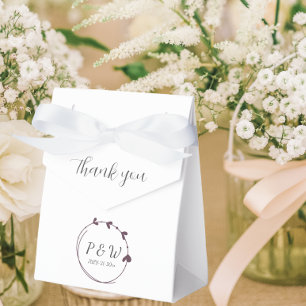 Ballotins Mariage simple Monogramme Heart Wreath Eggplant