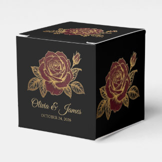 Ballotins Mariage sombre romantique Or et Bourgogne Rose Moo
