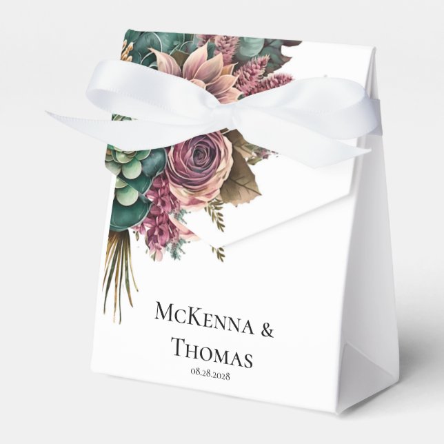 Ballotins Mariage succulent de pivoine rose et verte (Verso)