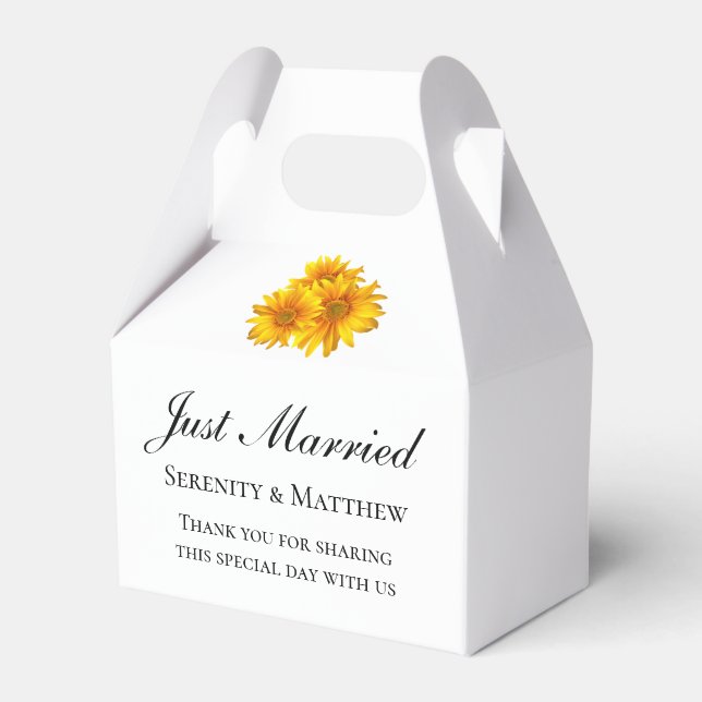 Ballotins Mariage Tournesol Favoriser Floral Jaune Juste Mar (Verso)