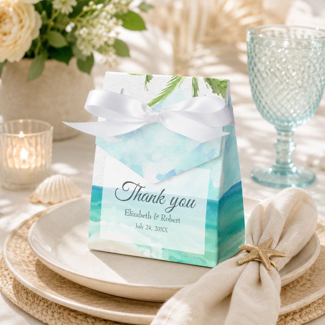 Ballotins Mariage Tropical à l'Aquarelle Merci (Watercolor Tropical Beach Wedding Thank You Favor Boxes)