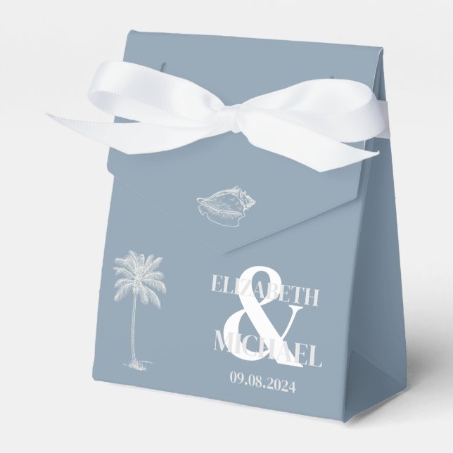 Ballotins Mariage Tropical Minimaliste Bleu Poussiéreux (Verso)