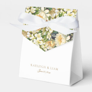 Ballotins Mariage Vintage Blanc Floral Script Or
