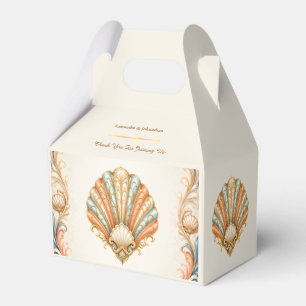 Ballotins Mariage vintage côtier coquillages bleu corail