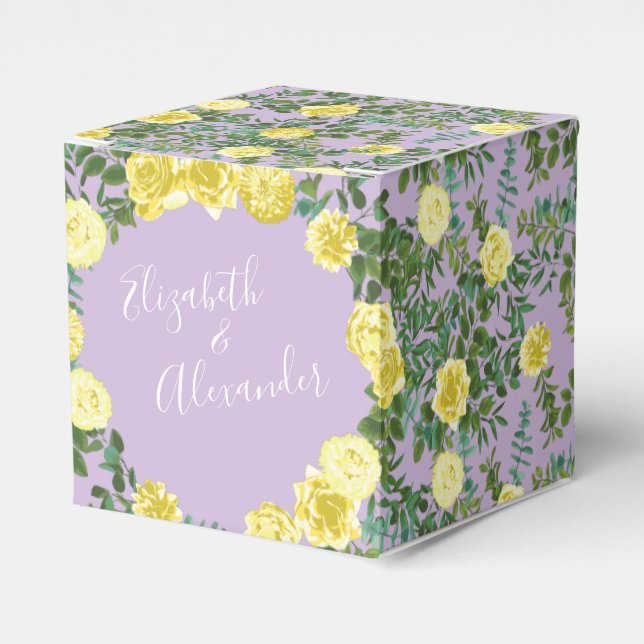 Ballotins Mariage Vintage Élégant Printemps Jaune & Violet (Verso)