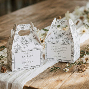 Ballotins Mariage Vintage Floral Gris Argenté Français