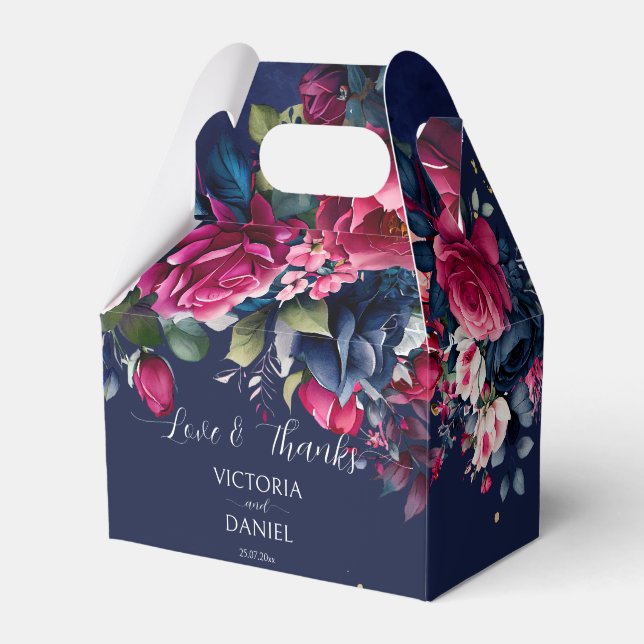 Ballotins Marine bleu bordeaux rose roses mariage merci (Verso)