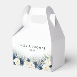 Ballotins Marine bleu et blanc Roses mariage Favor Box