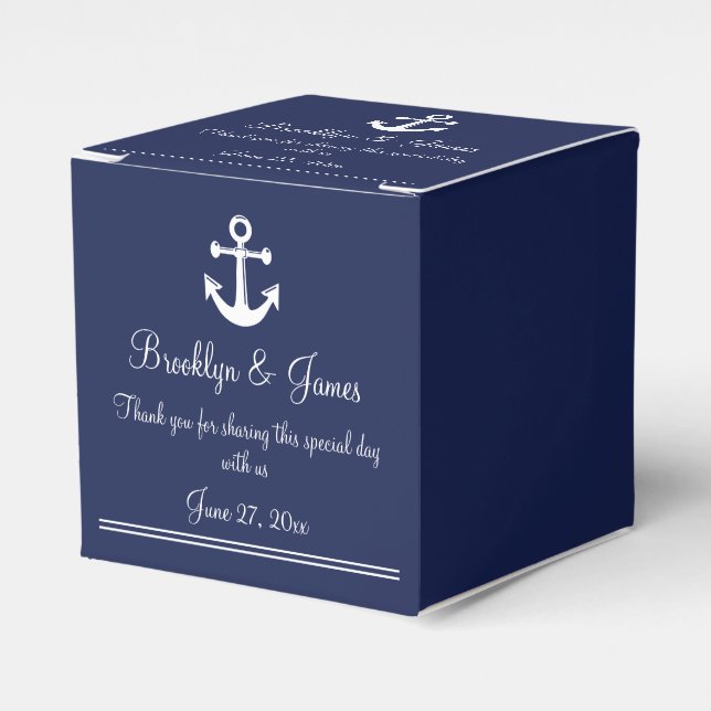 Ballotins Marine Bleu Nautique mariage Faveur boîte Ancre bl (Verso)