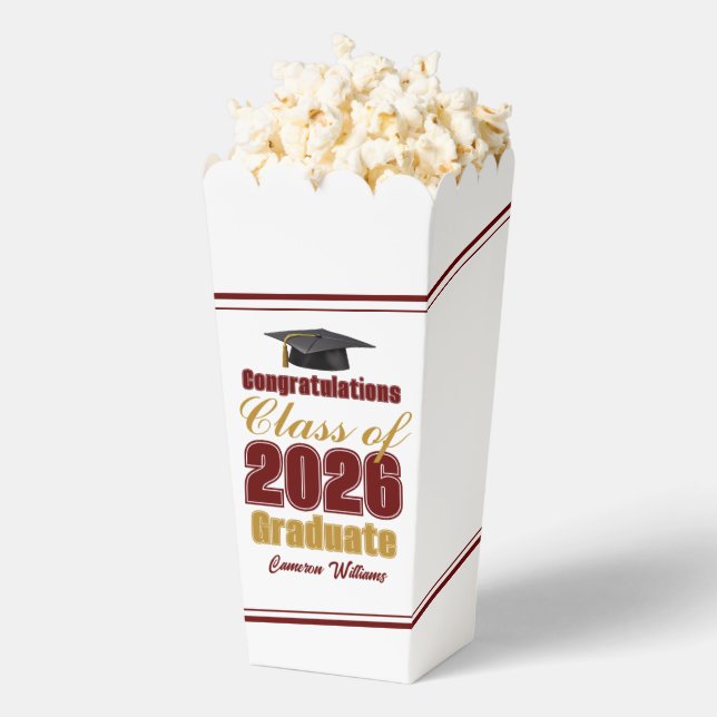 Ballotins Maroon Gold Class of 2026 Graduation Party Popcorn (Sauté)