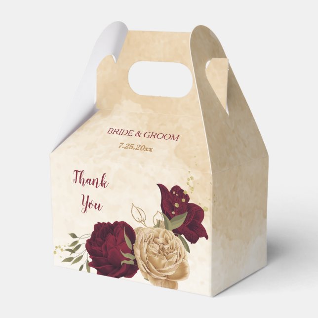 Ballotins Maroon vert beige or botanique mariage (Verso)
