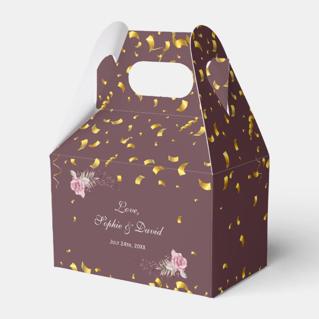 Ballotins Marsala Maroon Floral Gold Confetti Mariage (Verso)