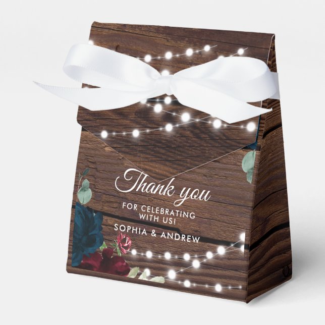 Ballotins Marsala & Navy Rustic Wedding Favor Box (Verso)