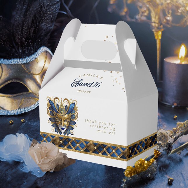 Ballotins Masquerade Masque Masque Motif Arlequin bleu Or ID (Créateur téléchargé)