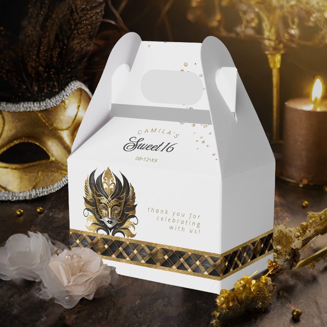 Ballotins Masquerade Masque Masque Motif Arlequin Noir Or ID (Créateur téléchargé)