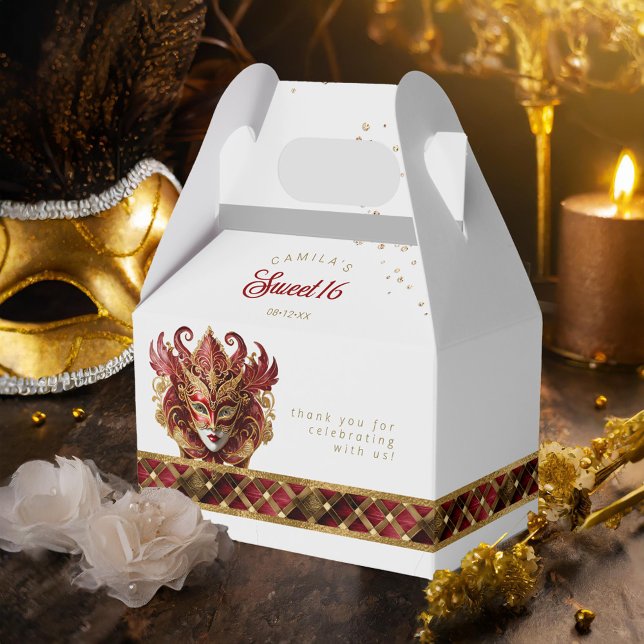 Ballotins Masquerade Masque Motif Harlequin Rouge Or ID1032 (Créateur téléchargé)