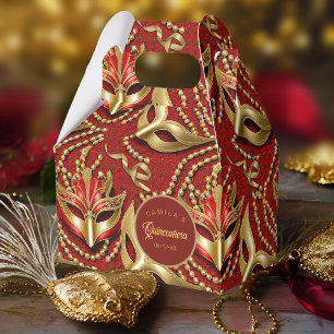 Ballotins Masquerade Quinceanera Motif Rouge Or ID1031
