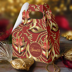 Ballotins Masquerade Sweet 16 Motif Red Gold ID1032