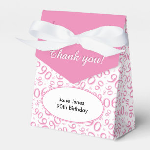 Ballotins Merci 90e anniversaire Motif rose/blanc