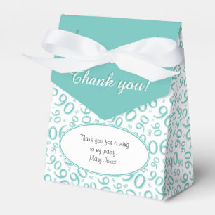 Ballotins Merci 90e anniversaire Turquoise/Motif blanc