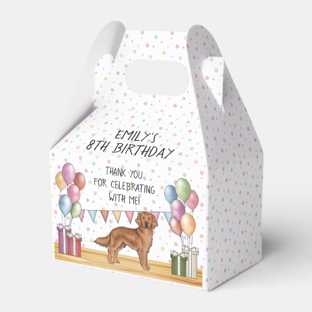 Ballotins Merci Anniversaire de enfant Red Golden Retriever (Verso)