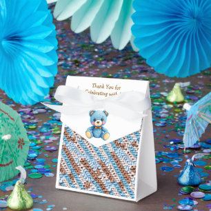 Ballotins Merci Baby Shower pour Garçon Ours en Peluche