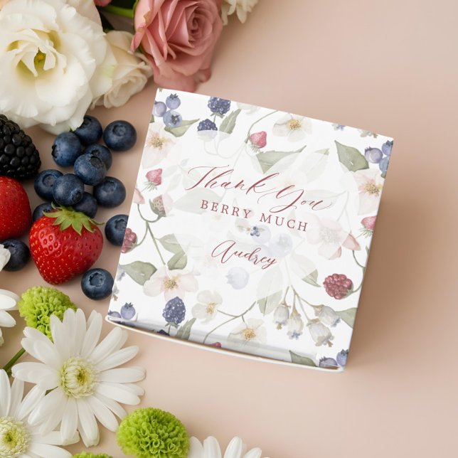 Ballotins Merci Berry Sweet Fête des mariées Wild Berry Flor (Thanks Berry Sweet Bridal Shower Wild Berry Floral Favor Boxes)
