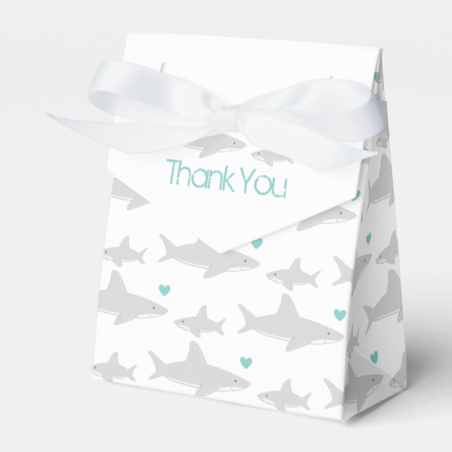 Ballotins Merci Cute Sharks Baby shower vert Ballotin (Verso)