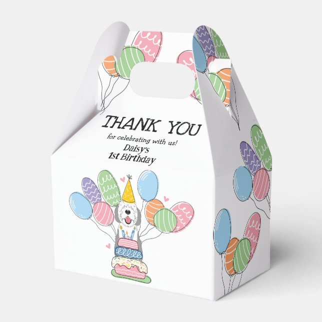 Ballotins Merci d'anniversaire gris et blanc (Verso)