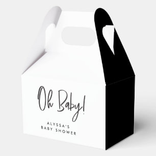 Ballotins Merci de Baby shower CHIC blanc noir minimal