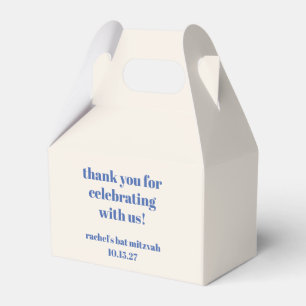Ballotins Merci de Bat mitzvah personnalisé bleu ivoire gras