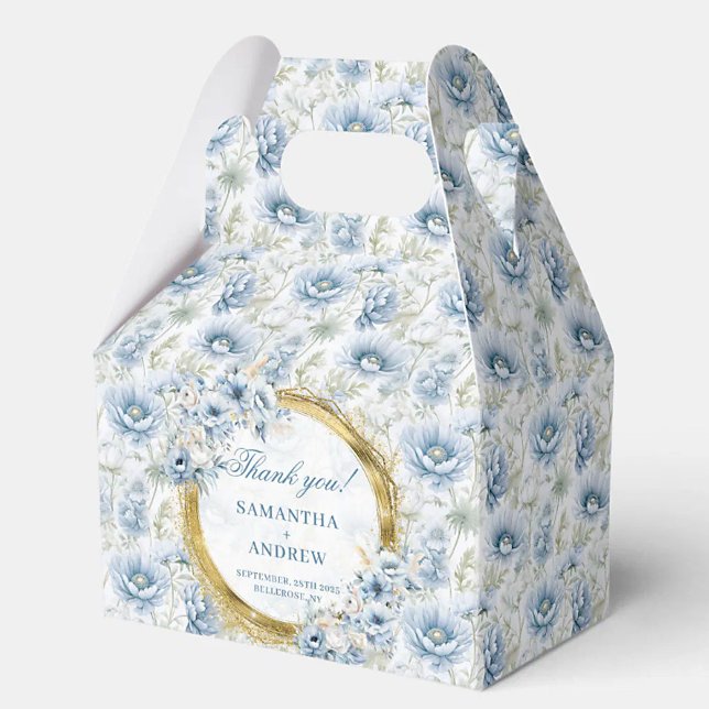 Ballotins Merci de Mariage Bohême Dusty Blue Gold élégant (Stylish Bohemian Dusty Blue Gold Wedding Thank You Favor Boxes)