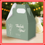 Ballotins Merci de Mariage Fleur sauvage Sage Green<br><div class="desc">Fleur sauvage Mariage Sage Green Mercis Ballotins | Boîtes de retraite botanique florale rustique Envoyez à vos invités à la maison un doux signe de reconnaissance caché dans nos Ballotins de Merci Mariage Fleur sauvage Sage Green! Ces charmantes boîtes présentent des fleurs sauvages d'aquarelle délicats et une végétation luxuriante verte...</div>