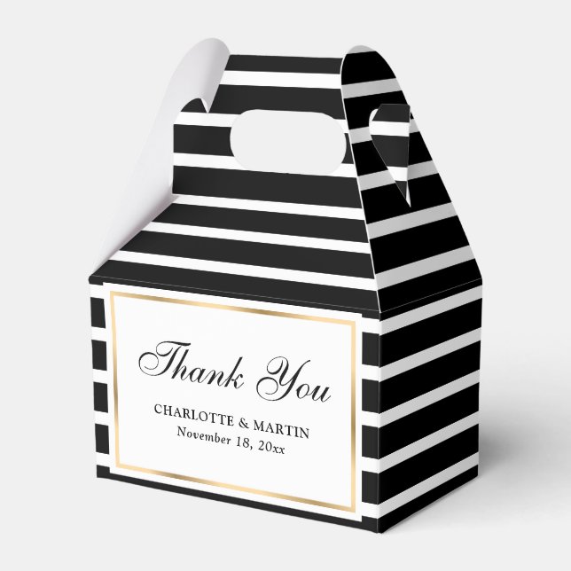Ballotins Merci de Mariage moderne Black White Gold (Verso)