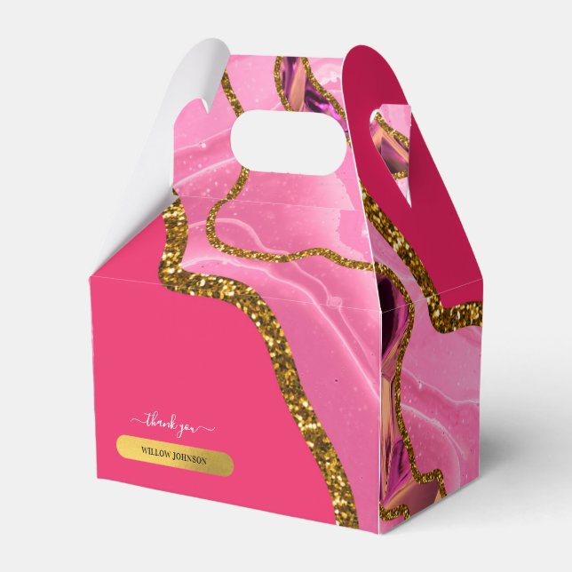 Ballotins Merci de Parties scintillant de  d'agate rose et o (Verso)