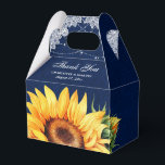 Ballotins Merci de tournesol bleu marine Burlap<br><div class="desc">Boîte de faveur marine bleu marine personnalisée avec une texture burlap et tournesol avec des lampes à cordes.</div>