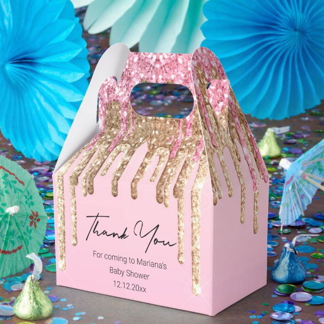 Ballotins merci fille baby shower rose goutte à goutte parti (Fête)