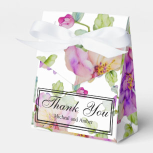 Ballotins Merci floral aquarelle violet rose élégant