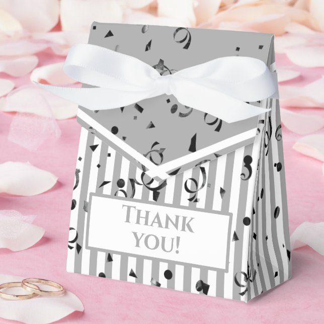 Ballotins Merci - Gris/Blanc simples rayures Motif (Mariage)